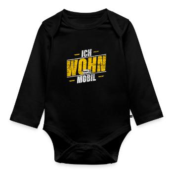 Wohnwagen Wohnmobil - Baby Bio-Langarm-Body - Schwarz - Vorne