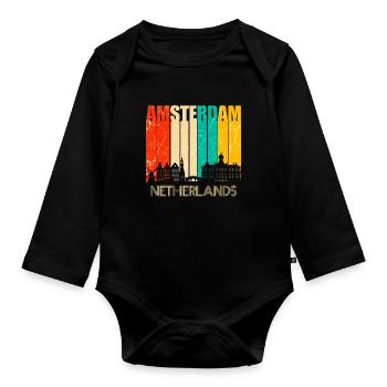 Amsterdam - Baby Bio-Langarm-Body - Schwarz - Vorne