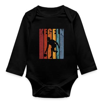 Kegler Kegeln Kegel Geschenk - Baby Bio-Langarm-Body - Schwarz - Vorne