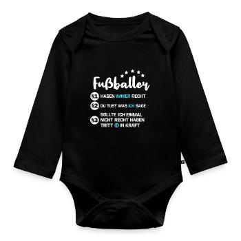 Fußballer Spruch lustig Fußballtrainer - Baby Bio-Langarm-Body - Schwarz - Vorne