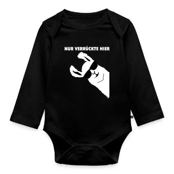 NUR VERRUeCKTE HIER ALPACA PARTY - Baby Bio-Langarm-Body - Schwarz - Vorne