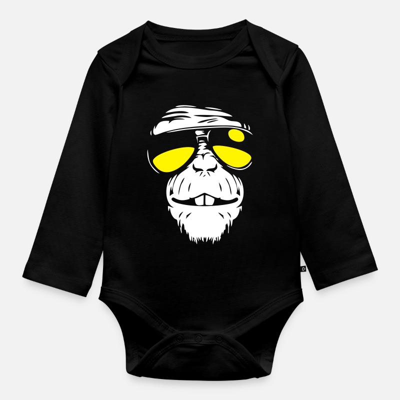 Cool Monkey - Coole Affe - Baby Bio-Langarm-Body - Schwarz