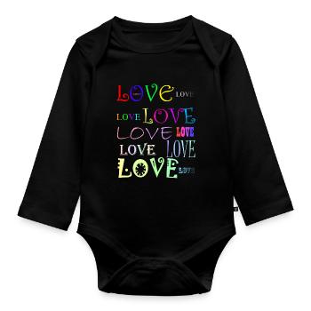 Love - Organic Longsleeve Baby Bodysuit - black - Front