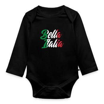 Italy - Organic Longsleeve Baby Bodysuit - black - Front