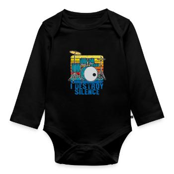 Drummer Drums Drummer Drums Fun Gift - Body Bébé bio manches longues - noir - Devant