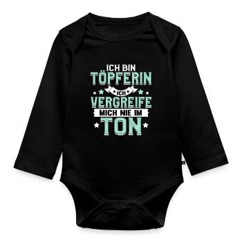 Lustig Töpfern Keramiker Töpfer Keramik Geschenk - Baby Bio-Langarm-Body - Schwarz - Vorne