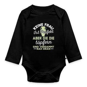 Lustig Töpfern Keramiker Töpfer Keramik Geschenk - Baby Bio-Langarm-Body - Schwarz - Vorne