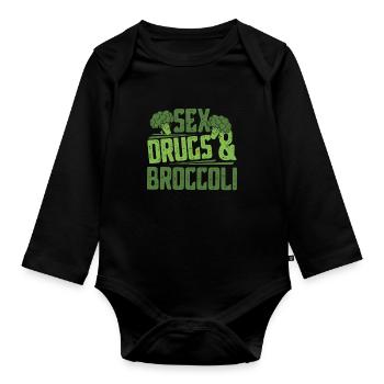 brocoli - Body Bébé bio manches longues - noir - Devant