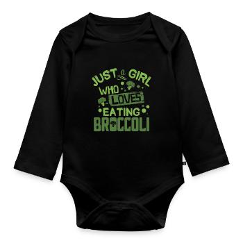 brocoli - Body Bébé bio manches longues - noir - Devant