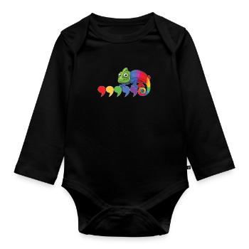 Virgule caméléon - Body Bébé bio manches longues - noir - Devant