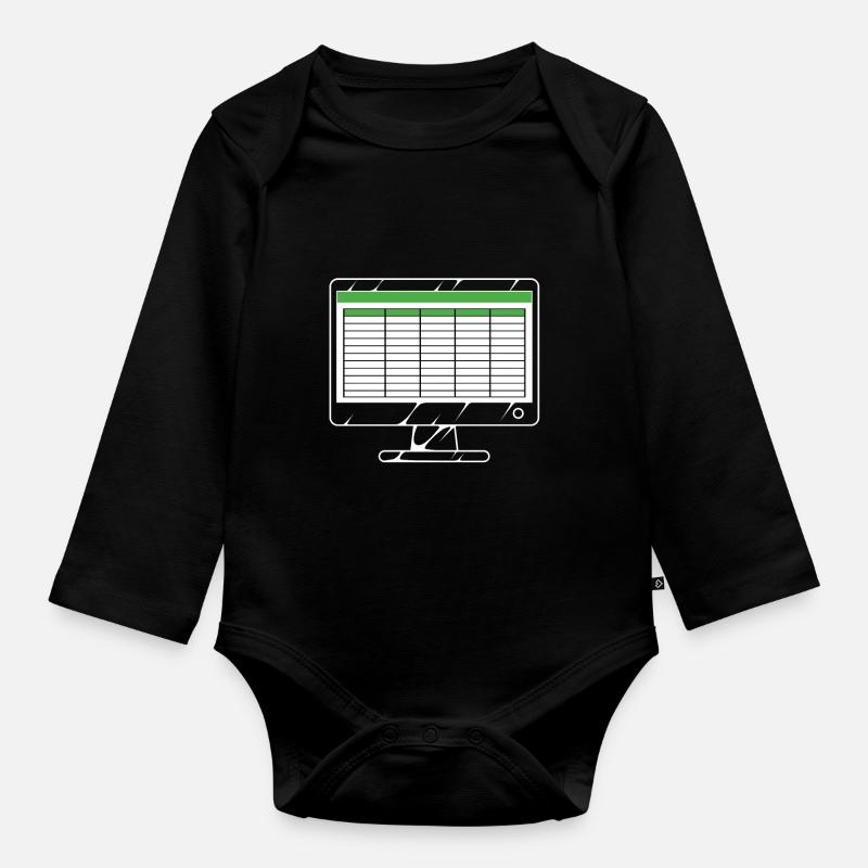 Spreadsheet computer - Organic Longsleeve Baby Bodysuit - black