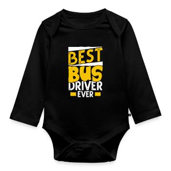 bus driver - Organic Longsleeve Baby Bodysuit - black - Front
