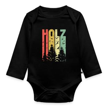 Das Holz - Baby Bio-Langarm-Body - Schwarz - Vorne