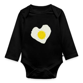 Spiegelei Herz - Baby Bio-Langarm-Body - Schwarz - Vorne