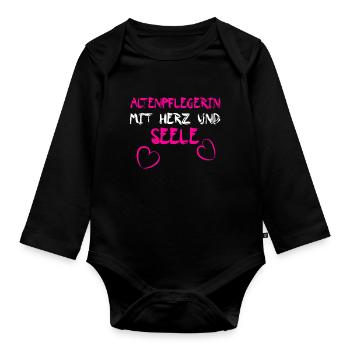 Altenpflegerin - Pflege - Baby Bio-Langarm-Body - Schwarz - Vorne
