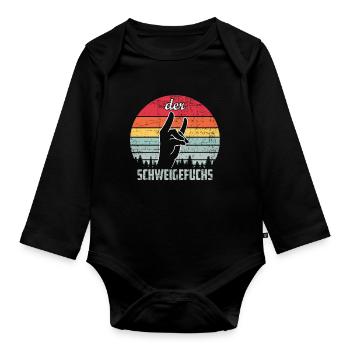 DER SCHWEIGEFUCHS - Baby Bio-Langarm-Body - Schwarz - Vorne