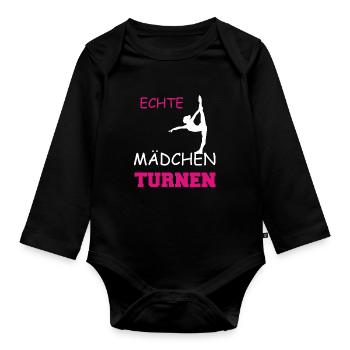 ECHTE MAeDCHEN TURNEN - Baby Bio-Langarm-Body - Schwarz - Vorne