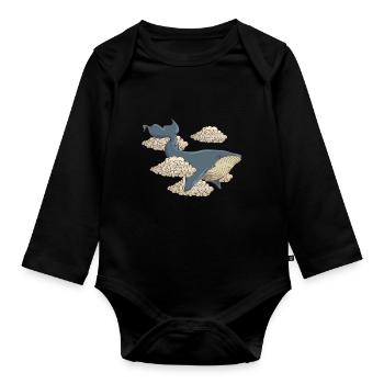 Delfin Wal Fisch - Baby Bio-Langarm-Body - Schwarz - Vorne