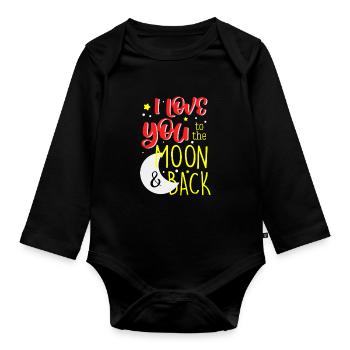 I Love You To The Moon And Back Liebe Geschenk - Baby Bio-Langarm-Body - Schwarz - Vorne