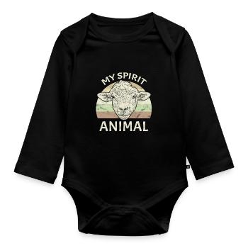 Schaf Lamm Spirit Animal - Baby Bio-Langarm-Body - Schwarz - Vorne