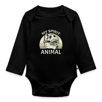 T-Rex Spirit Animal - Body Bébé bio manches longues - noir - Devant