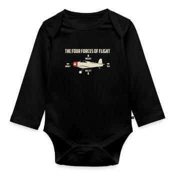 plane - Organic Longsleeve Baby Bodysuit - black - Front