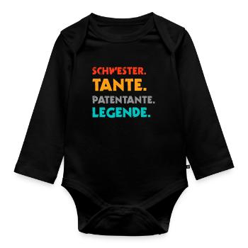 Patentante Lieblingstante Taufpatin Geschenk & Tau - Baby Bio-Langarm-Body - Schwarz - Vorne