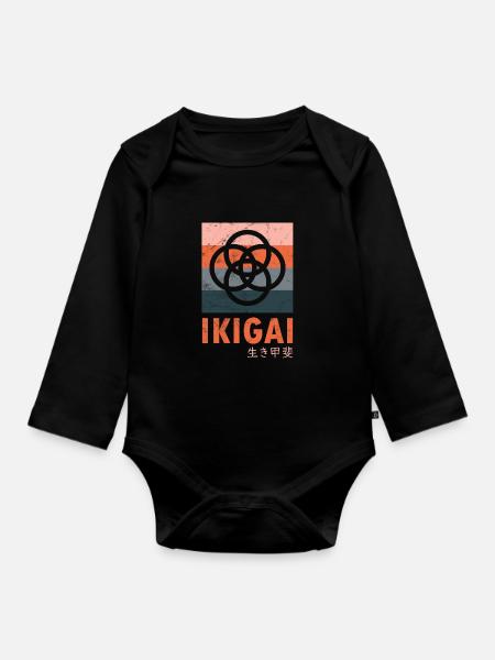 Ikigai Vintage - Baby Bio-Langarm-Body - Schwarz