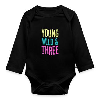 3 Jahre Alt & Geschenk 3. Geburtstag - Baby Bio-Langarm-Body - Schwarz - Vorne
