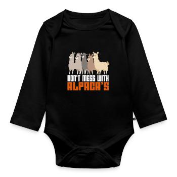 Alpaga alpaga alpaga alpaga alpaga - Body Bébé bio manches longues - noir - Devant