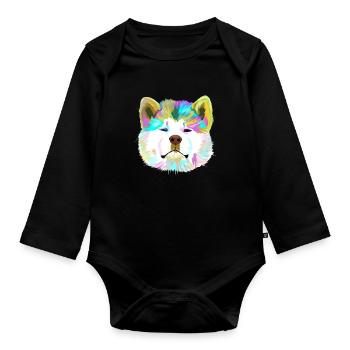 Akita Hund - Baby Bio-Langarm-Body - Schwarz - Vorne