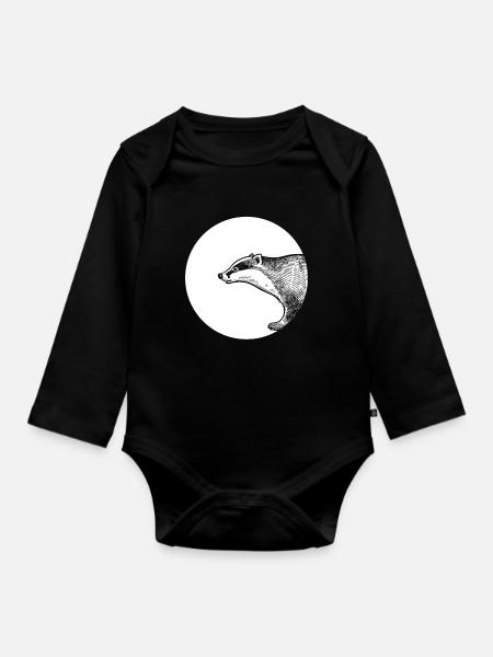 Dachs - Baby Bio-Langarm-Body - Schwarz