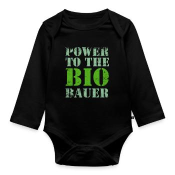 Bio Biobauer Grün Hell - Baby Bio-Langarm-Body - Schwarz - Vorne
