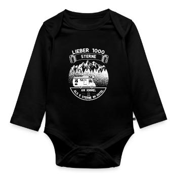 Lieber 1000 Sterne am Himmel als 5 Hotel Camping - Baby Bio-Langarm-Body - Schwarz - Vorne