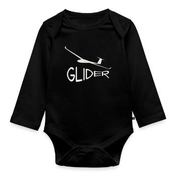 Segelflugzeug - Baby Bio-Langarm-Body - Schwarz - Vorne