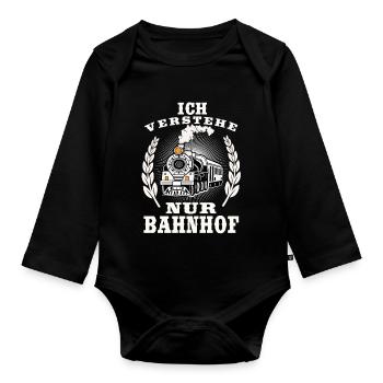 Ich verstehe nur Bahnhof - Baby Bio-Langarm-Body - Schwarz - Vorne