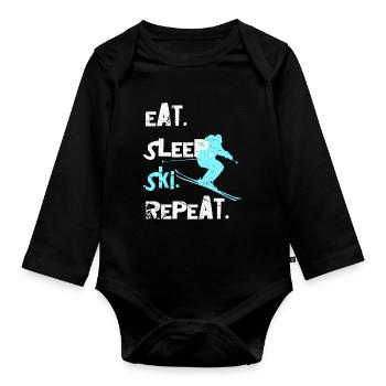 Ski Ski Ski Skieur Descente - Body Bébé bio manches longues - noir - Devant