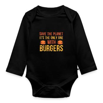 Burger - Body Bébé bio manches longues - noir - Devant
