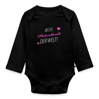 Patentante - Baby Bio-Langarm-Body - Schwarz - Vorne