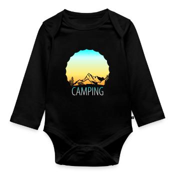 Motorhome camping camper - Organic Longsleeve Baby Bodysuit - black - Front