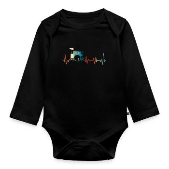 Battement de coeur batteur - Body Bébé bio manches longues - noir - Devant