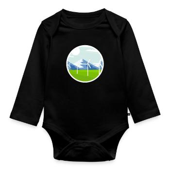 Mountains and wind energy Sustainable energy - Organic Longsleeve Baby Bodysuit - black - Front
