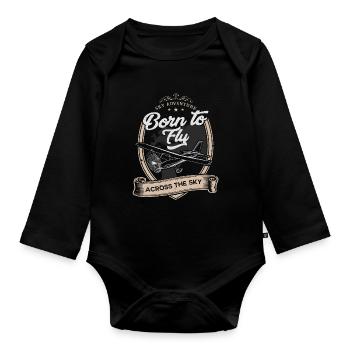 Born to Fly - Across the Sky - T-Shirt - Baby Bio-Langarm-Body - Schwarz - Vorne