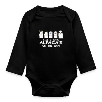 Strong alpaca team - Organic Longsleeve Baby Bodysuit - black - Front