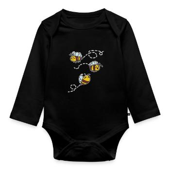 chemise enfant noire avec motif abeille drôle - Body Bébé bio manches longues - noir - Devant