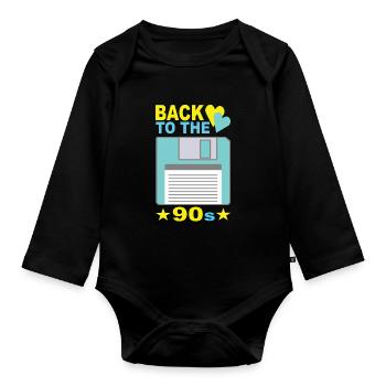 90s 90s fashion 90s party 90s - Body Bébé bio manches longues - noir - Devant