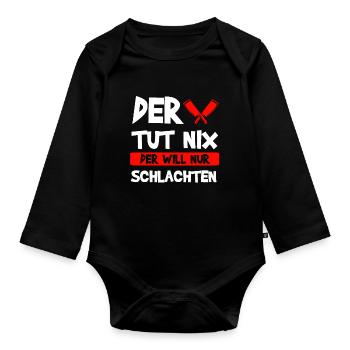 Fleischer Fleisch Metzger Geschenk - Baby Bio-Langarm-Body - Schwarz - Vorne