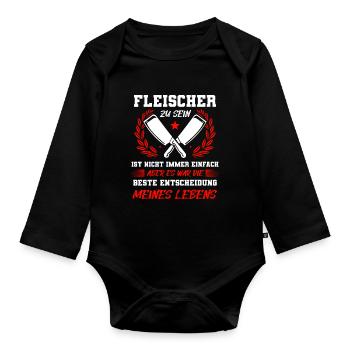 Fleischer Wurst Metzger Geschenk - Baby Bio-Langarm-Body - Schwarz - Vorne
