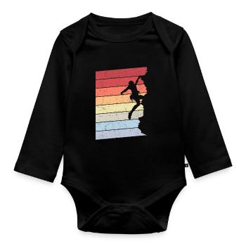 Climbing vintage climbers - Organic Longsleeve Baby Bodysuit - black - Front