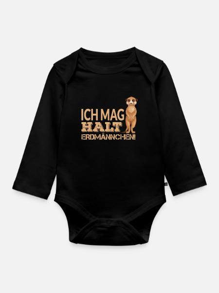 ICH MAG HALT ERDMÄNNCHEN - Baby Bio-Langarm-Body - Schwarz